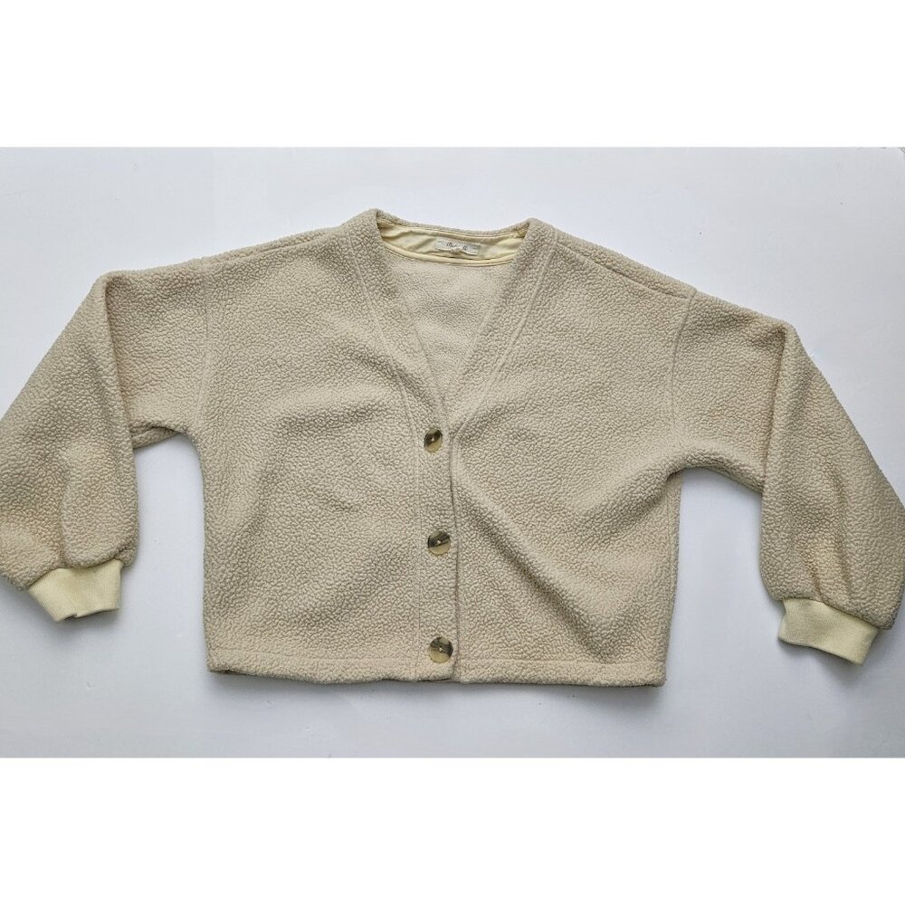 Madewell Women’s Fleece Crop Cardigan – Ivory – Size Medium